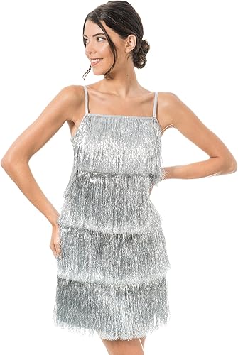 Chaks - Vestido con flecos estilo años 20, corista, disfraz para carnaval, festi
