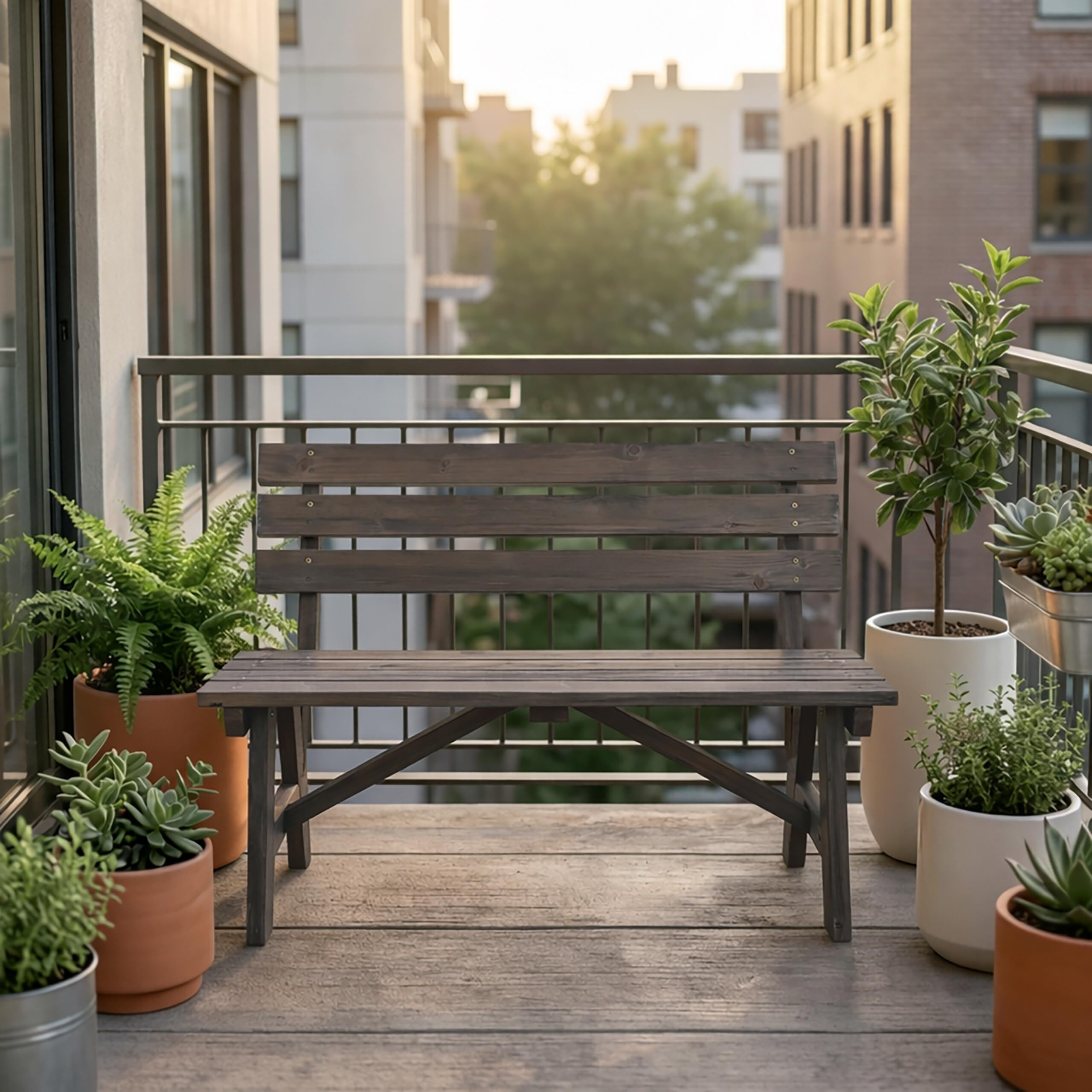 Relaxdays Panchina 2 posti con schienale, abete, marrone | per terrazza/balcone, HBT: 80 x 116 x 56 cm