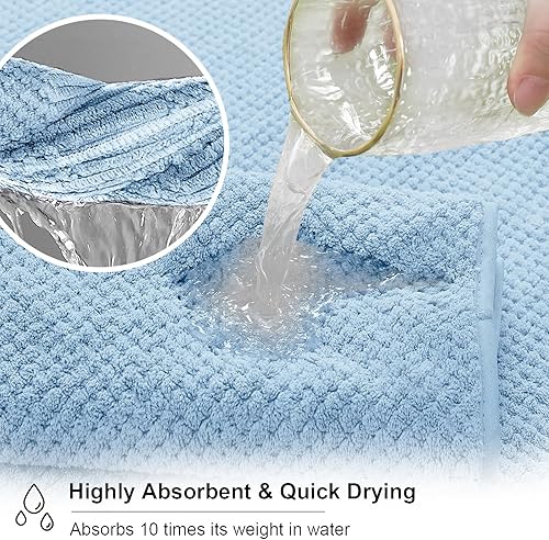 Miniatura 5 de Juego de 8 toallas de baño grandes azules para la familia, 2 toallas de baño de gran tamaño, 2 toallas de mano, 4 toallas pequeñas, 600GSM, suaves,