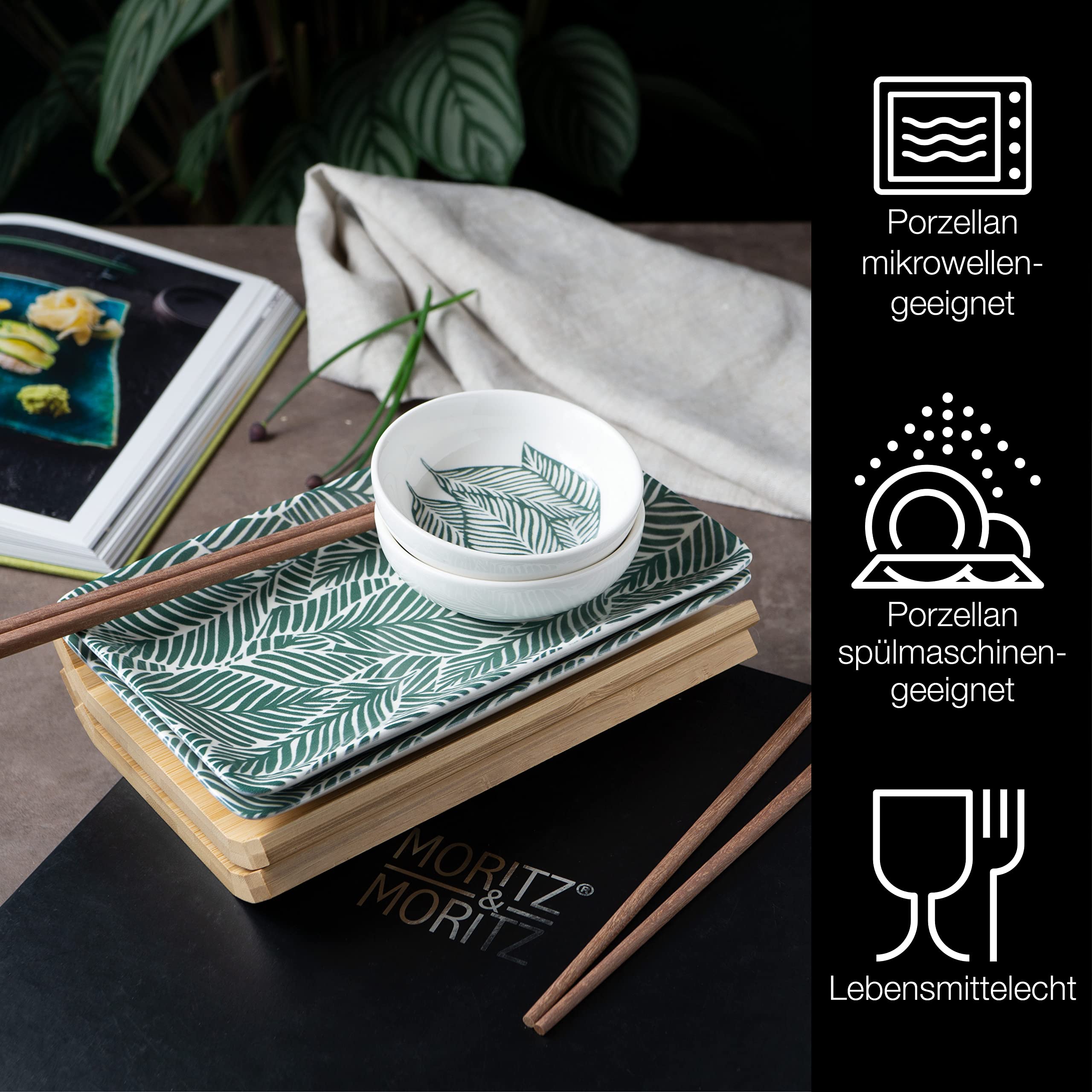 Moritz & Moritz 8-tlg. Sushi Geschirr Set für 2 Personen - Sushi