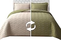 Vista 18 de Elegant Comfort Juego de colcha y cubrecama acolchada reversible de 3 piezas con fundas de almohada, costura majestuosa exquisita para todas