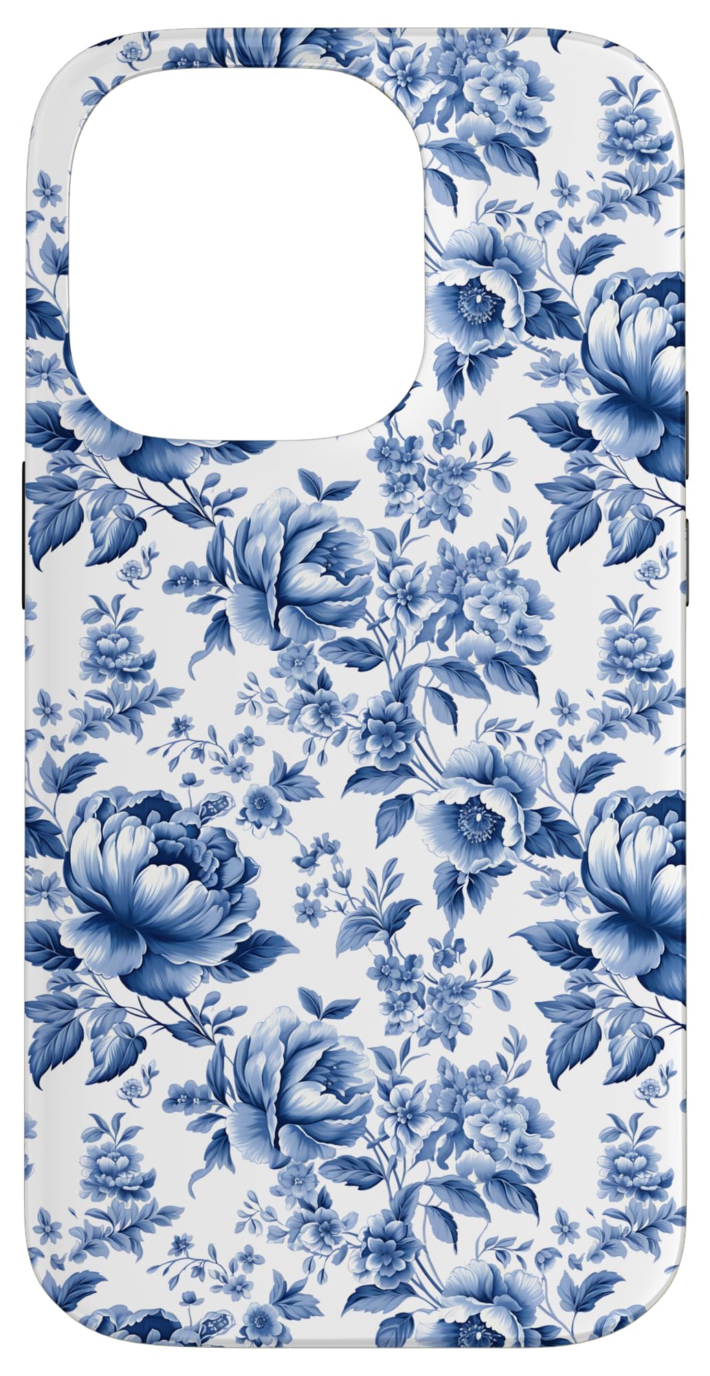 iPhone 14 Pro Floral Toile De Jouy French Blue and White Vintage Pattern Case