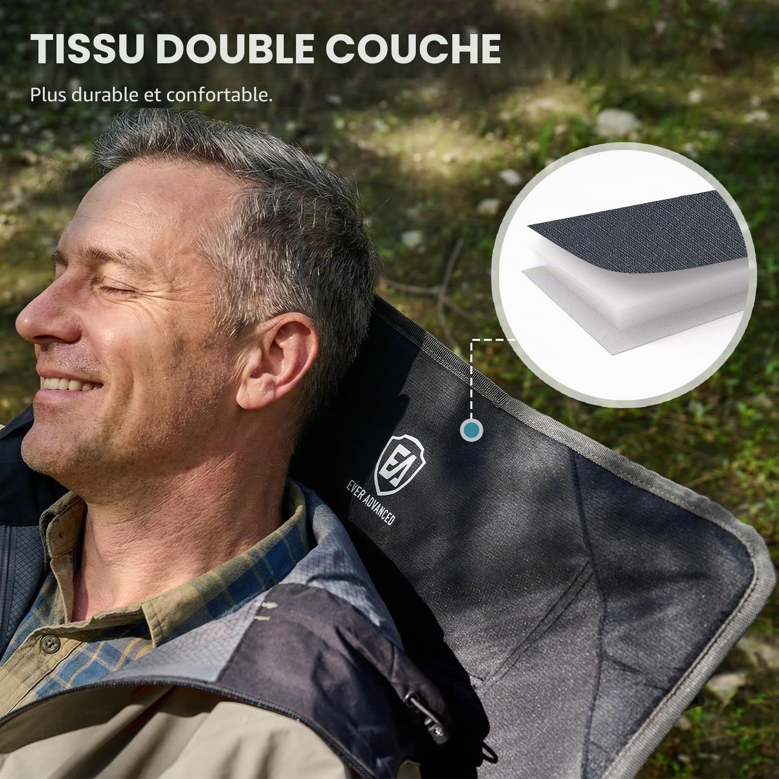 EVER ADVANCED Chaise de Camping Pliante avec Dossier réglable 160KG | Chaise pliante Recliner 4 positions, Chaise pliante avec poche latérale & porte-boisson pour camping jardin balcon