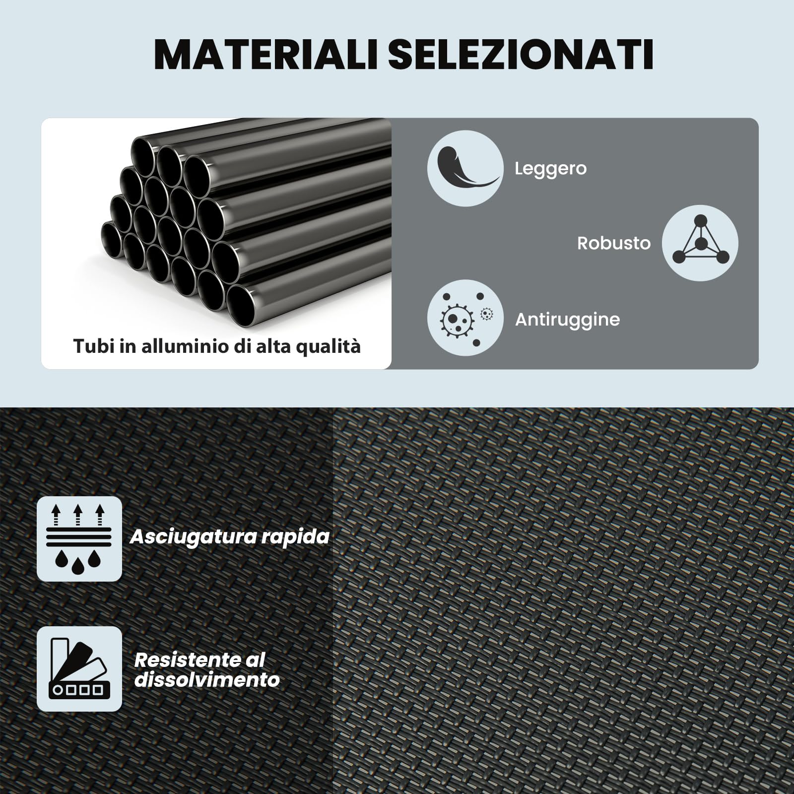 COSTWAY Sedia a Dondolo 2 in 1 da Giardino, Lettino Prendisole Convertibile con Schienale Regolabile a 4 Posizioni, Braccioli Curvi e Telaio in Alluminio, per Patio e Piscina, Portata 150 kg (Nero)