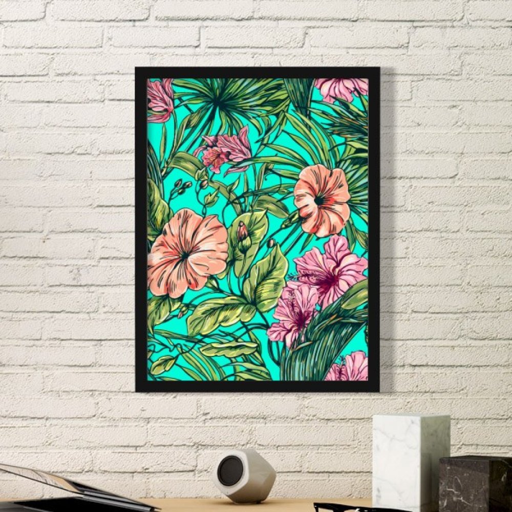 Plante feuille verte cadre noir M cadeau stickers