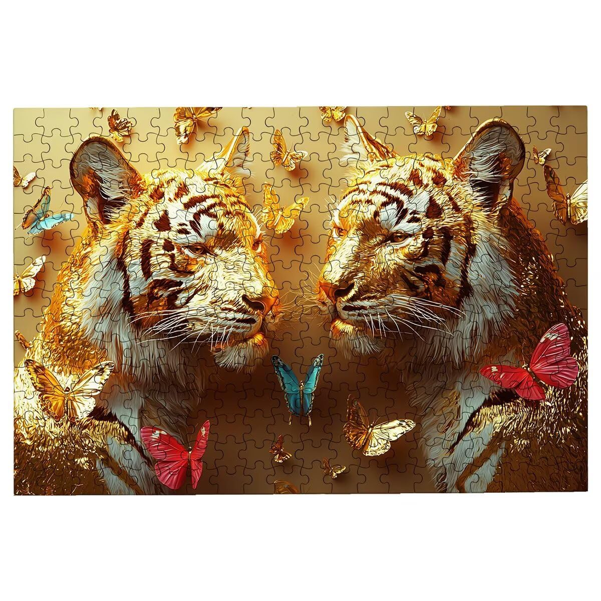 Puzzle 5000 sztuk dla dorosłych tygrys, puzzle motyl, puzzle 5000 sztuk dla dorosłych, drewniane puzzle z pudełkiem na prezent rozmiar 156 x 105 cm, wyzwanie puzzle dla całej rodziny, prezent -2418