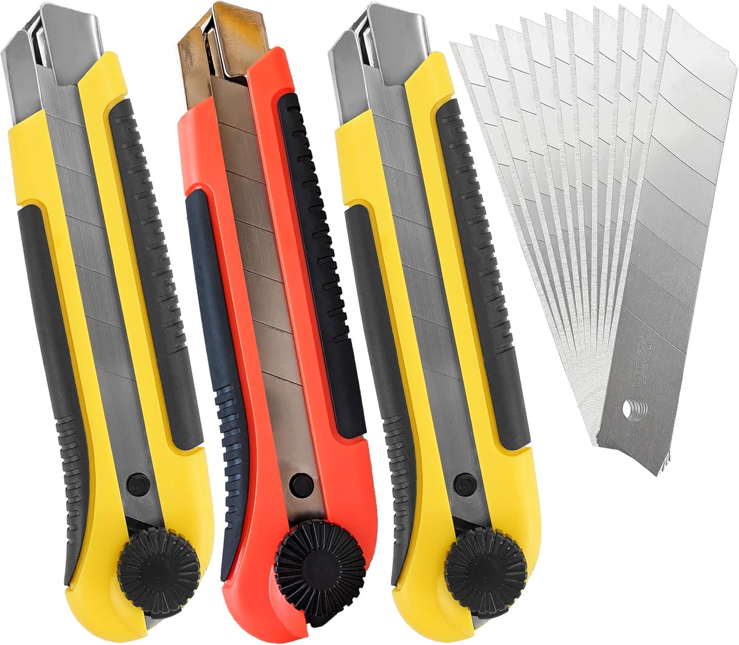 25mm 3-Pack Extra Heavy Duty Utility Knife Exacto knife Box Cutter Construction knife Retractable knife 1 inch,10 Snap Off Blades-2063