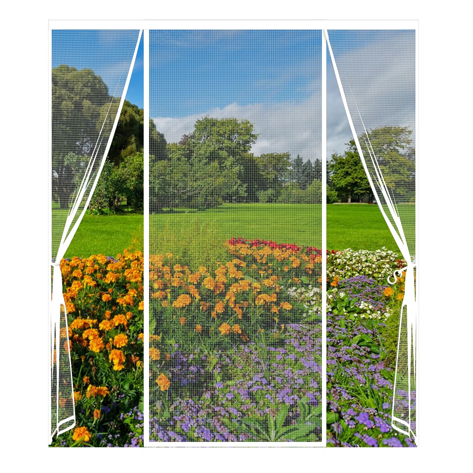 Magnetic Fly Screen Door 230(58-114-58 x240cm Magnetic Door Curtain for Double Doors, Anti Mosquito Mesh Curtain, Shut Automatically Side Opening Fly Screens, for Patio Door, Sliding Door — image 1