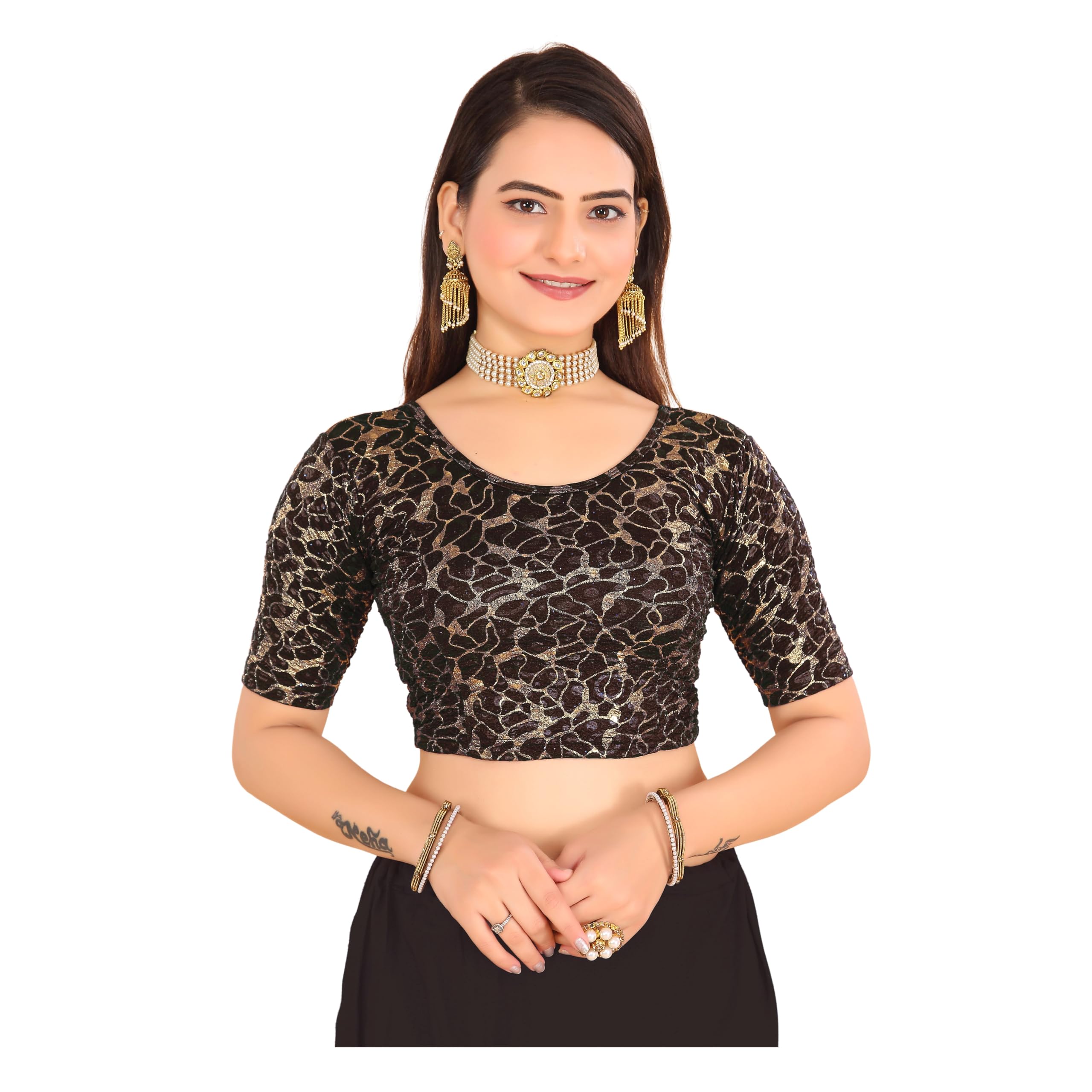 Blouse for Women - Quirky Designer foil Printed Stretchable Blouse-image-13