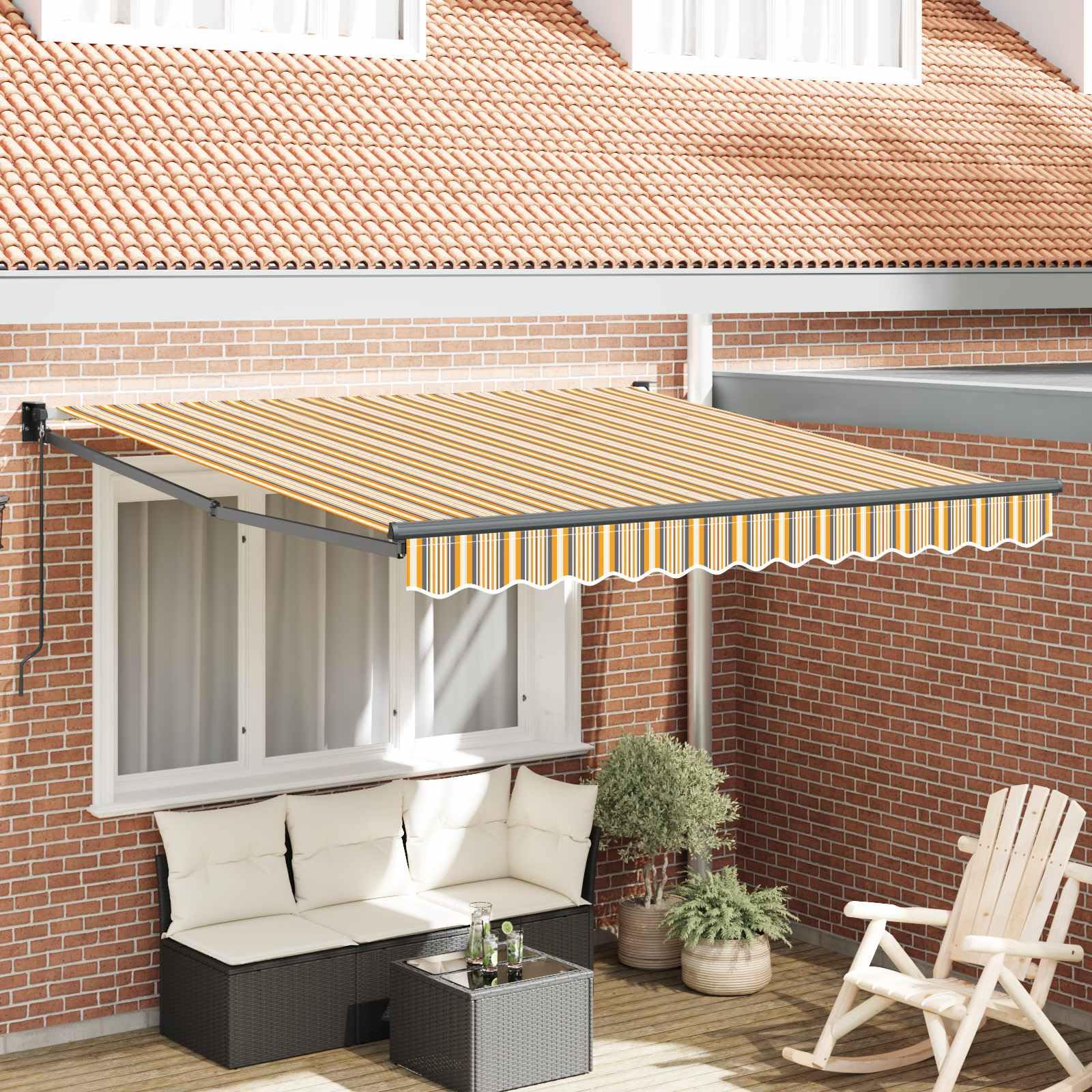 Auvent multicolore en polyester 300x250x165 cm pour ombrage de balcon et jardin