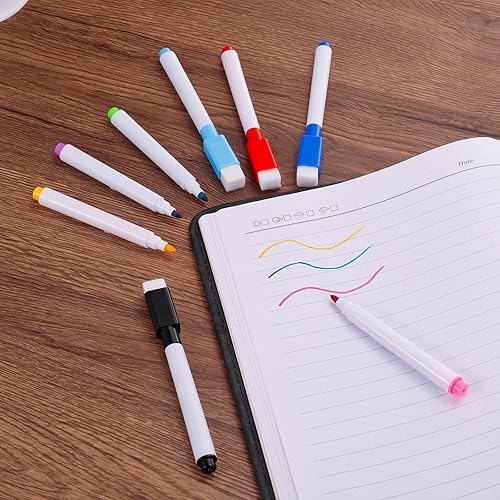 Miniatura 6 de PATIKIL Rotuladores de borrado en seco, paquete de 30 unidades, tinta azul claro, punta fina, bajo olor, pizarra blanca con tapa de borrador para