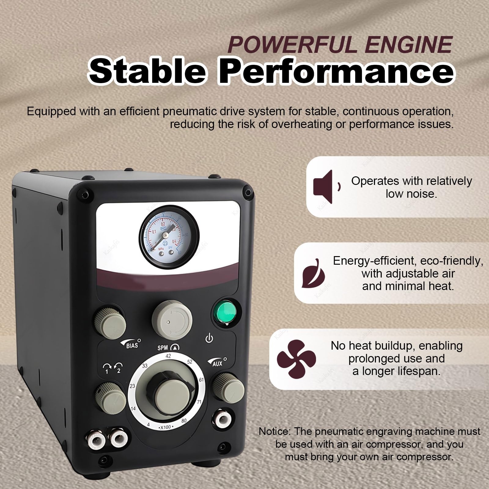 Máquina de Grabado Neumática para Metal y Joyería, Velocidad Ajustable 400-8000 RPM, Doble Cabeza, Ideal para Proyectos Personalizados