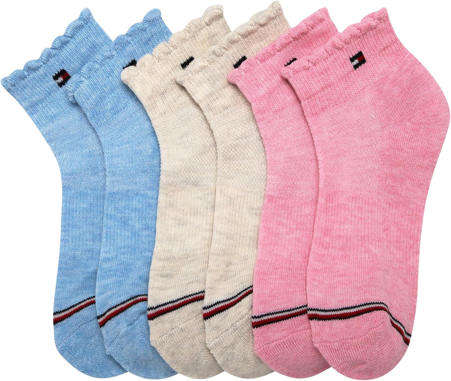 Tommy Hilfiger Girls 6 Pack Performance Cushioned Quarter Ankle Socks