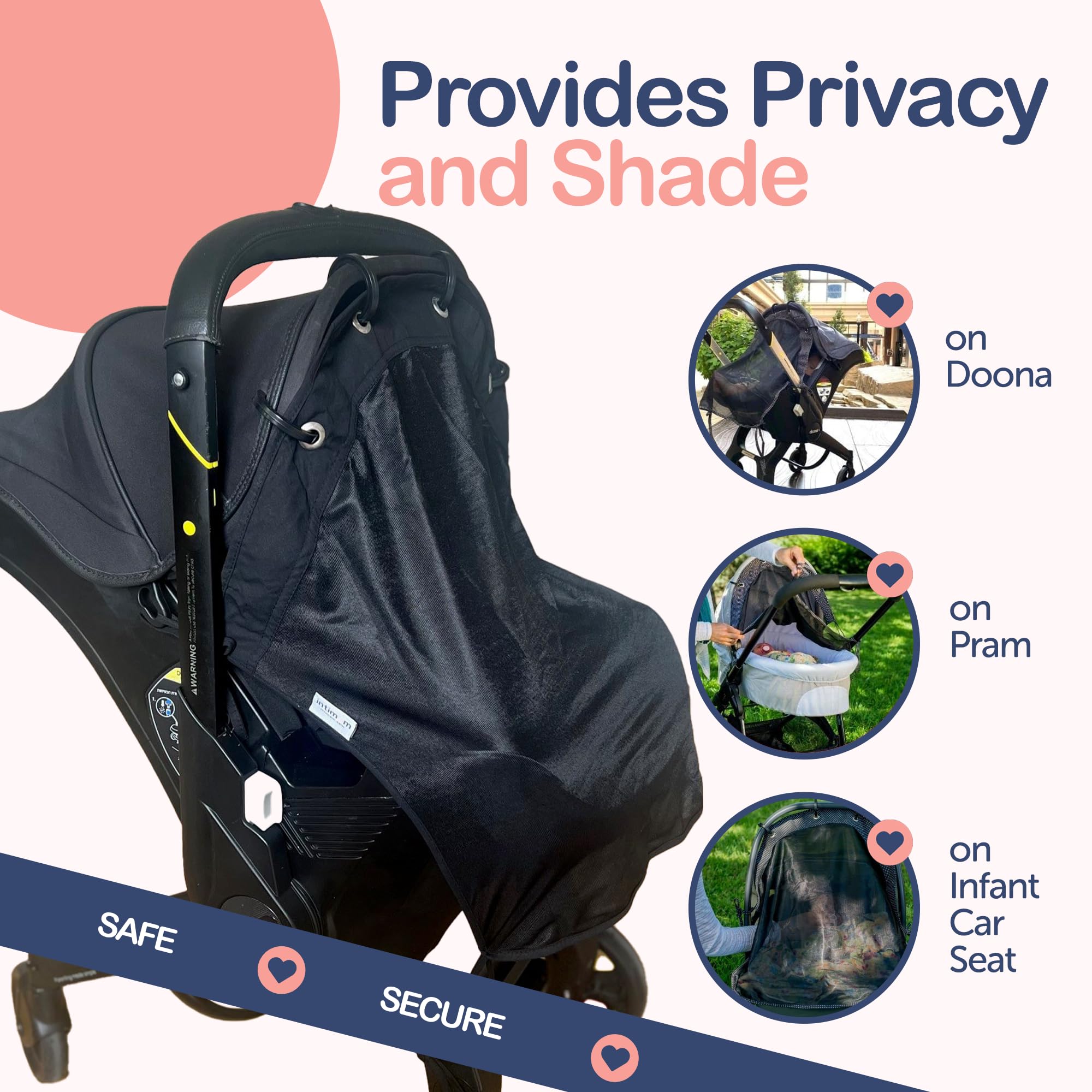 Pare-soleil pour poussette – Housse de protection UV universelle pour poussettes avec transparent, bloque le soleil à clipser, pare-soleil pour bébé, ajustement respirant, réglable, couverture