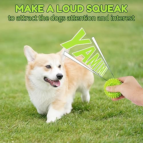 Miniatura 5 de Bolas chirriantes para perros pequeños y medianos, paquete de 6 juguetes masticables para perros pequeños con púa, juguetes para cachorros para