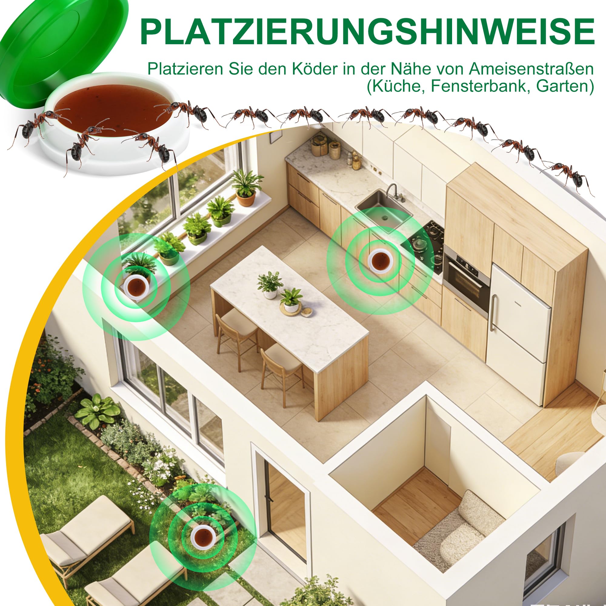Ameisenköderstationen für den Innen, 64 Stück Ameisenköderdose mit Effektiver Sofortwirkung, Sicher für Haus und Garten
