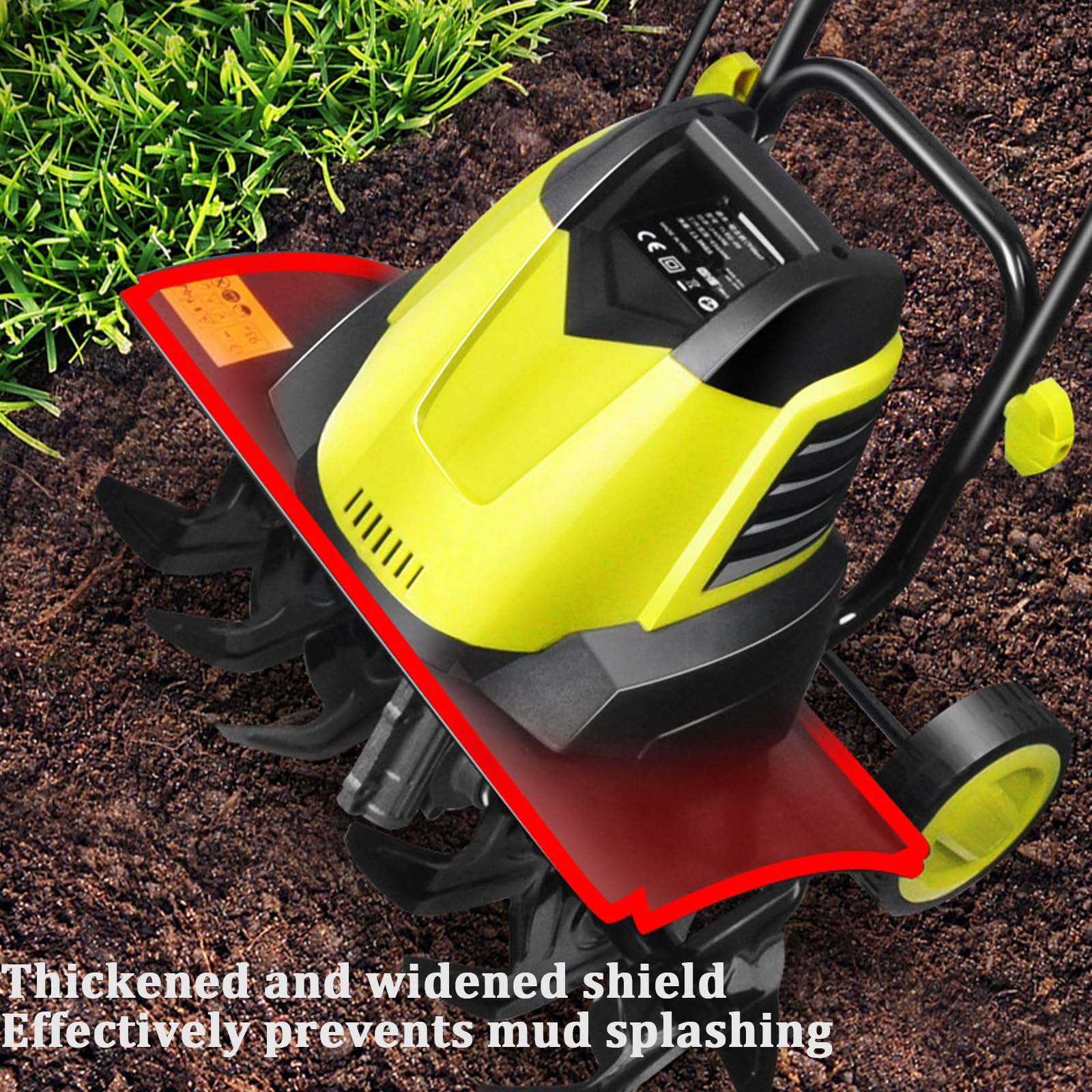 TYH Motobineuse Électrique, Scarificateur De Pelouse 2400 W, Motoculteur sans Fil, Houe Rotative Pliable À 6 Lames, Profondeur De Travail 22 Cm, Largeur 45 Cm, Motobineuse Silencieuse