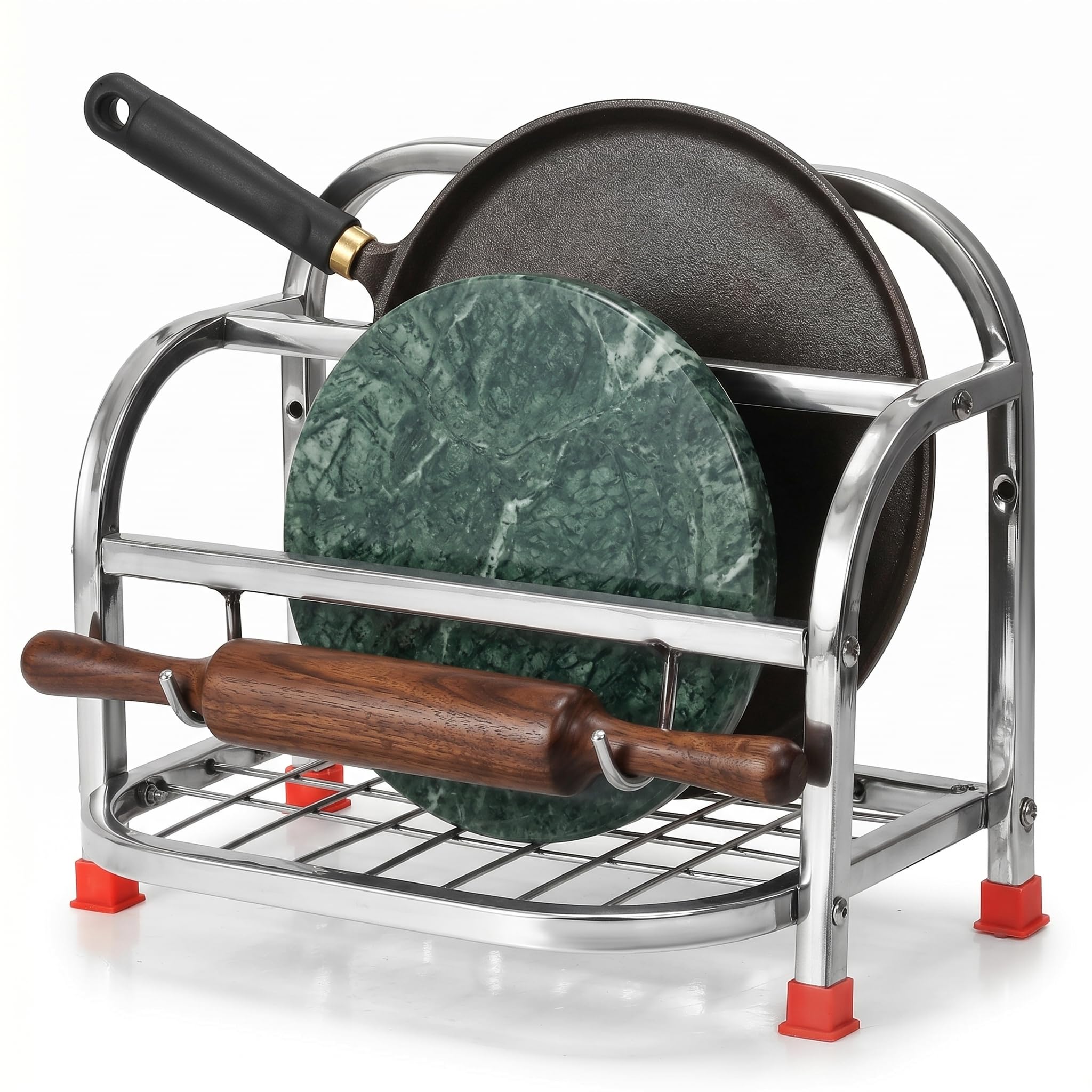 AB99 COLLECTION Stainless Steel tava chakla belan chimta Stand for kichen Racks, Rolling Pin Board Holder Wall Mount Stand & Kitchen Accessories Utensil Racks Items-image-13