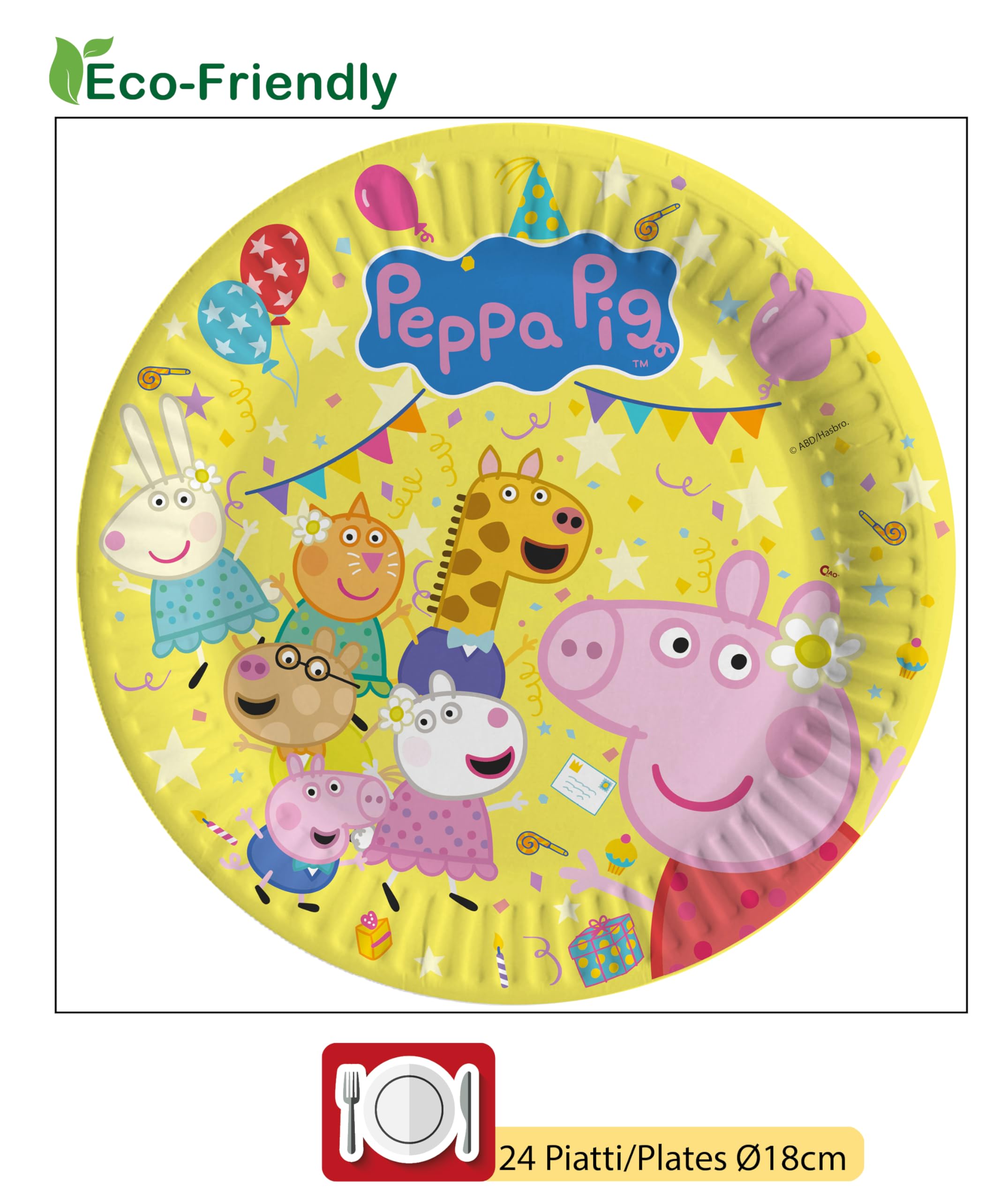 Kit Tavola Peppa Pig Compleanno 24 Persone - 112 Pezzi Eco Compostabile - Foto 9