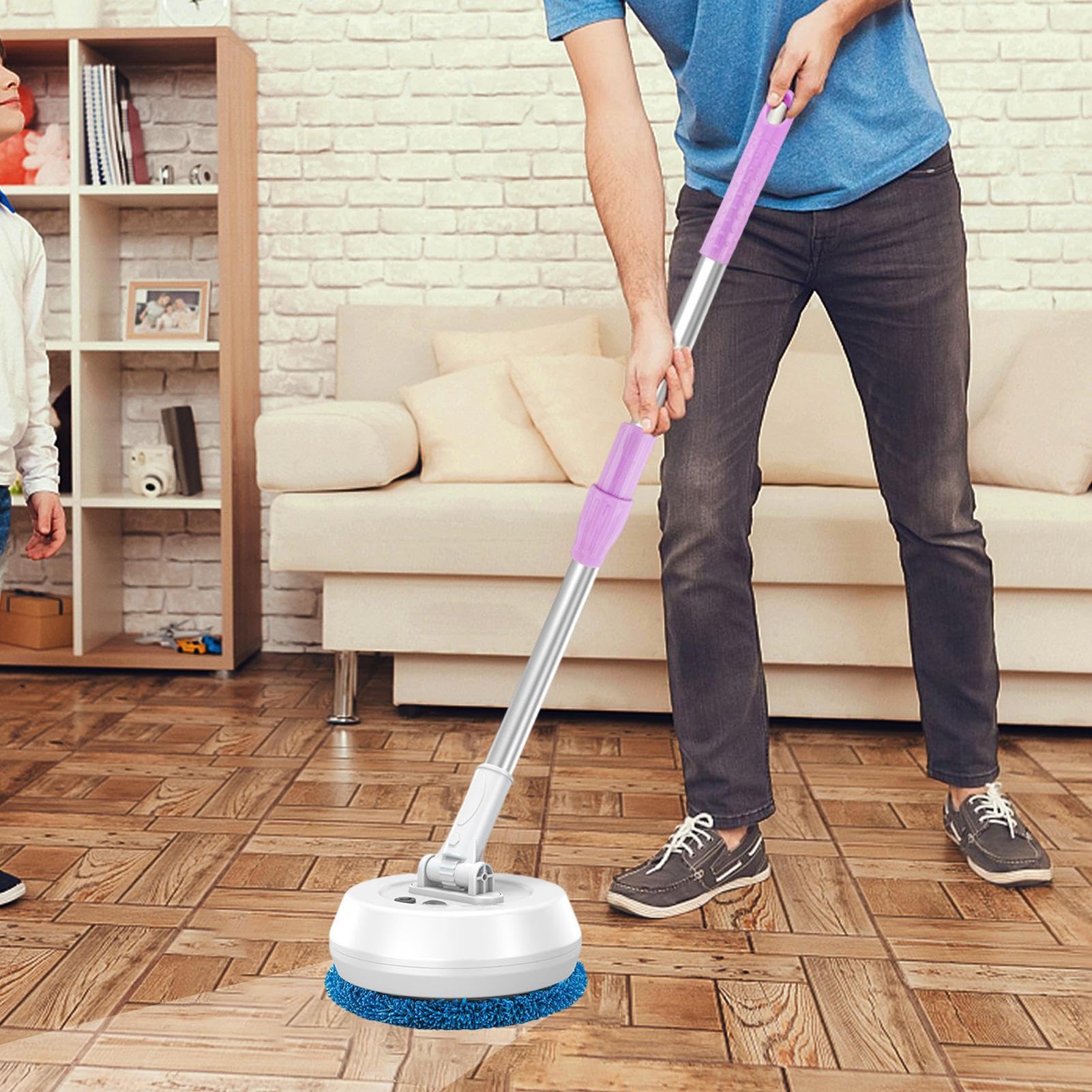 Mopa eléctrica giratoria, Limpiador de Suelo de Mano, diseño Flexible de