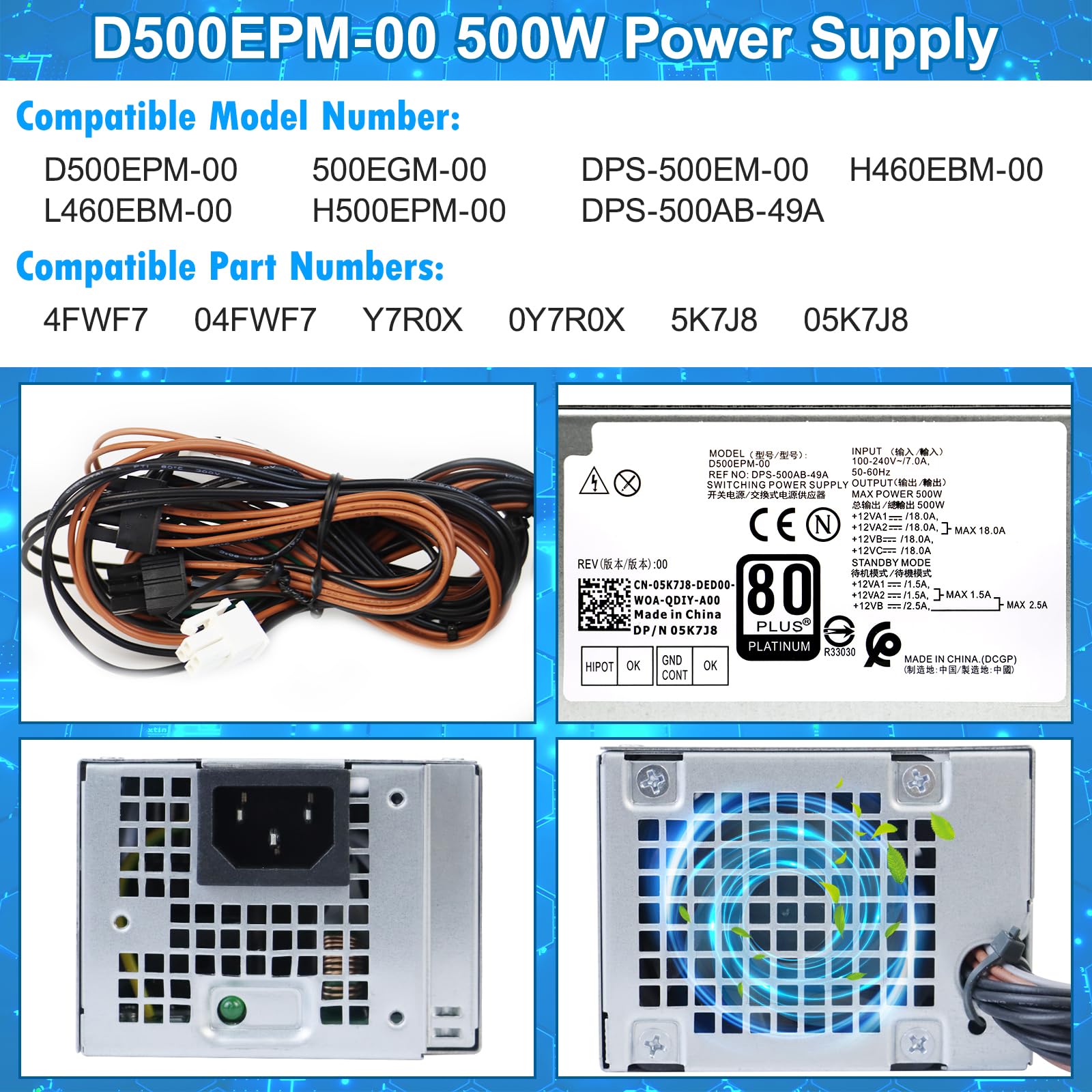 Amazon | アップグレード D500EPM-00 H500EPM-00 500W 電源 DPS-500EM