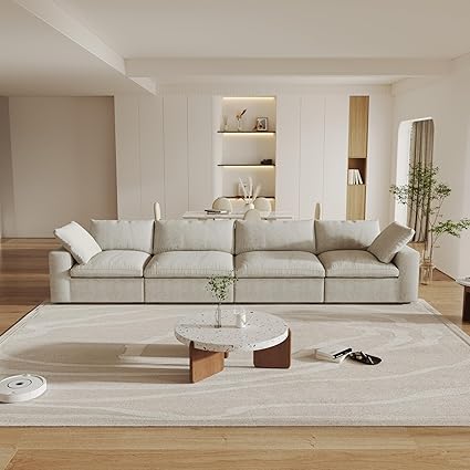 Cloud Modular Sectional Sofa Couch,160" Convertible Couches Wide 4 Seater Sofa for Living Room,Minimalist Deep Sofa Couches,Covers Washable&Replaceable(Khkai)