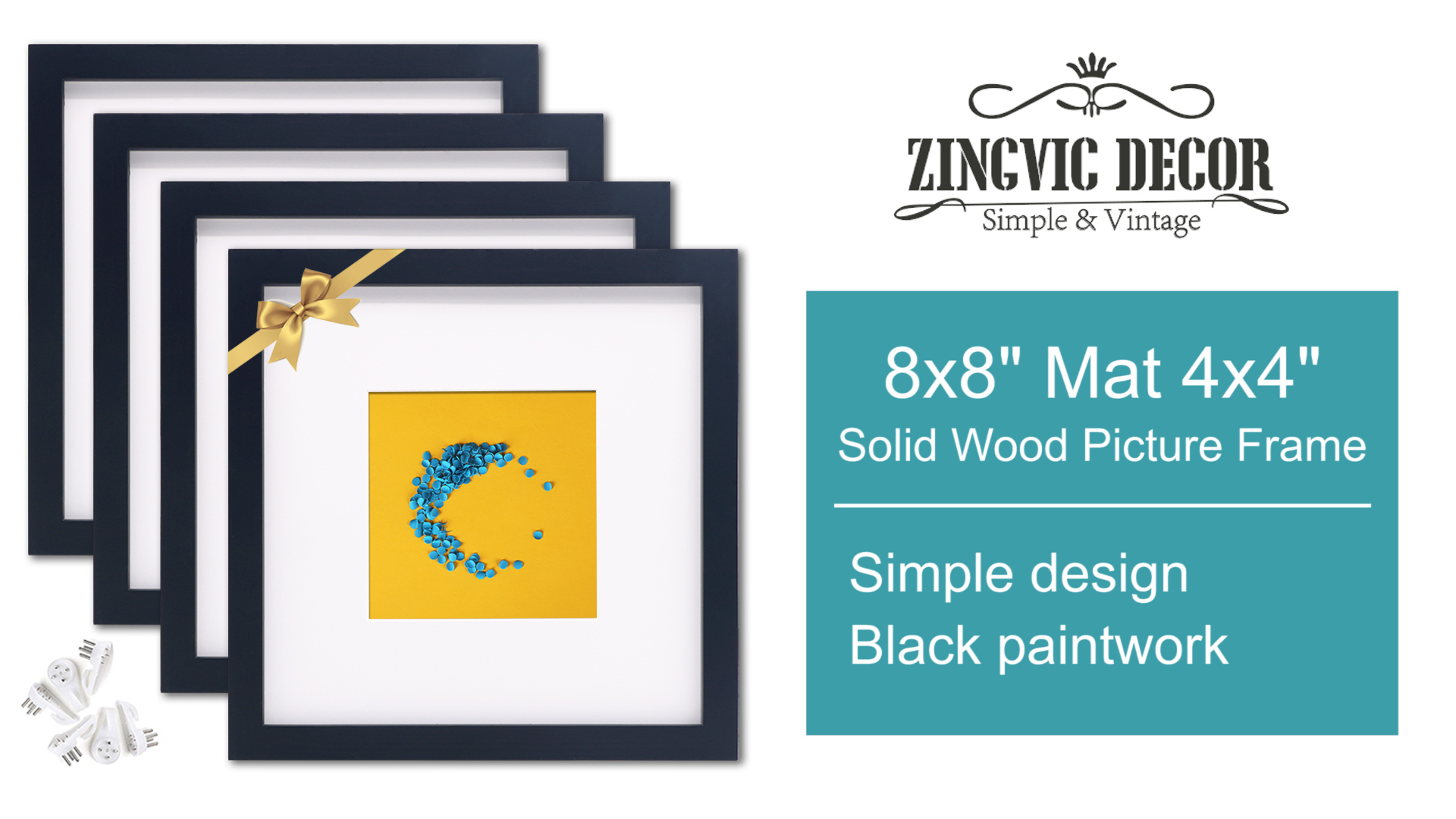 4 Pcs 8x8 Mat 4x4 Square Picture Frames, Gallery Wall Frame on Amazon Live