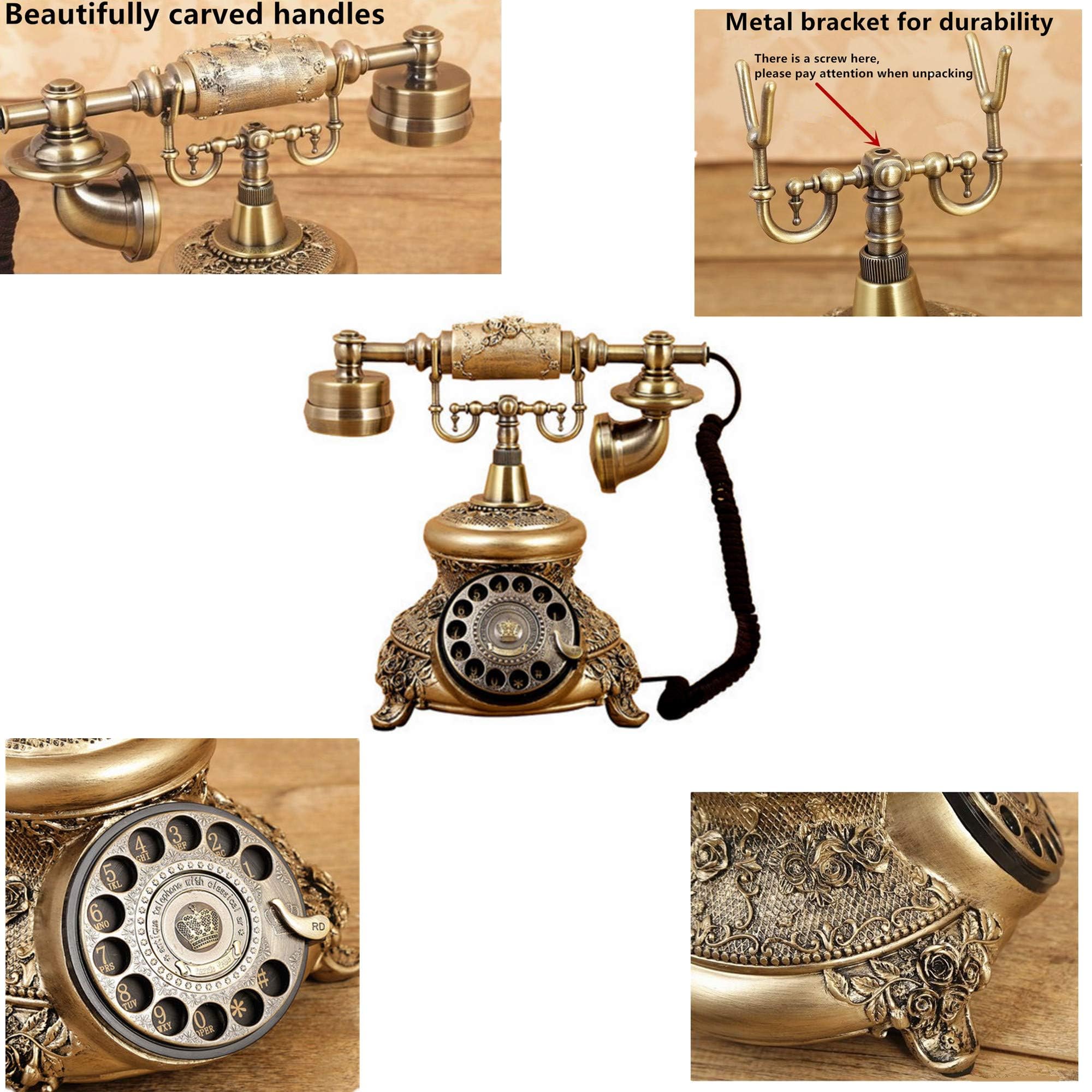Telefon Festnetz, Nachahmung Messing, Vintage-Stil, Alten Stil Rotary Dial Telefon-Hotel/Mall/Schmuck Haus/Haus und Büro Harz Telefon, elegant und geschmackvoll 109