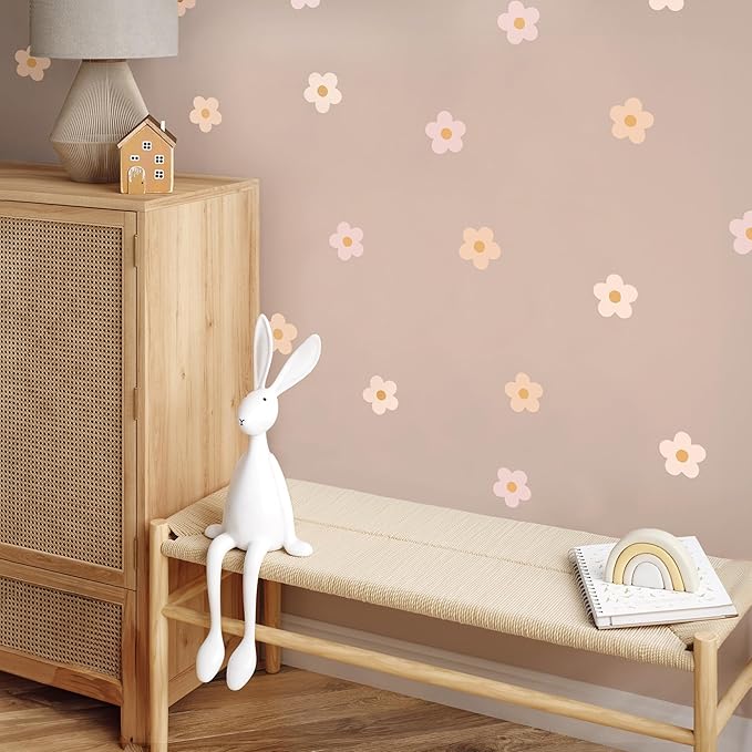 Teddylabels - Daisy Blush Pink - Calcomanías de Pared Florales Boho Removibles miniatura 3