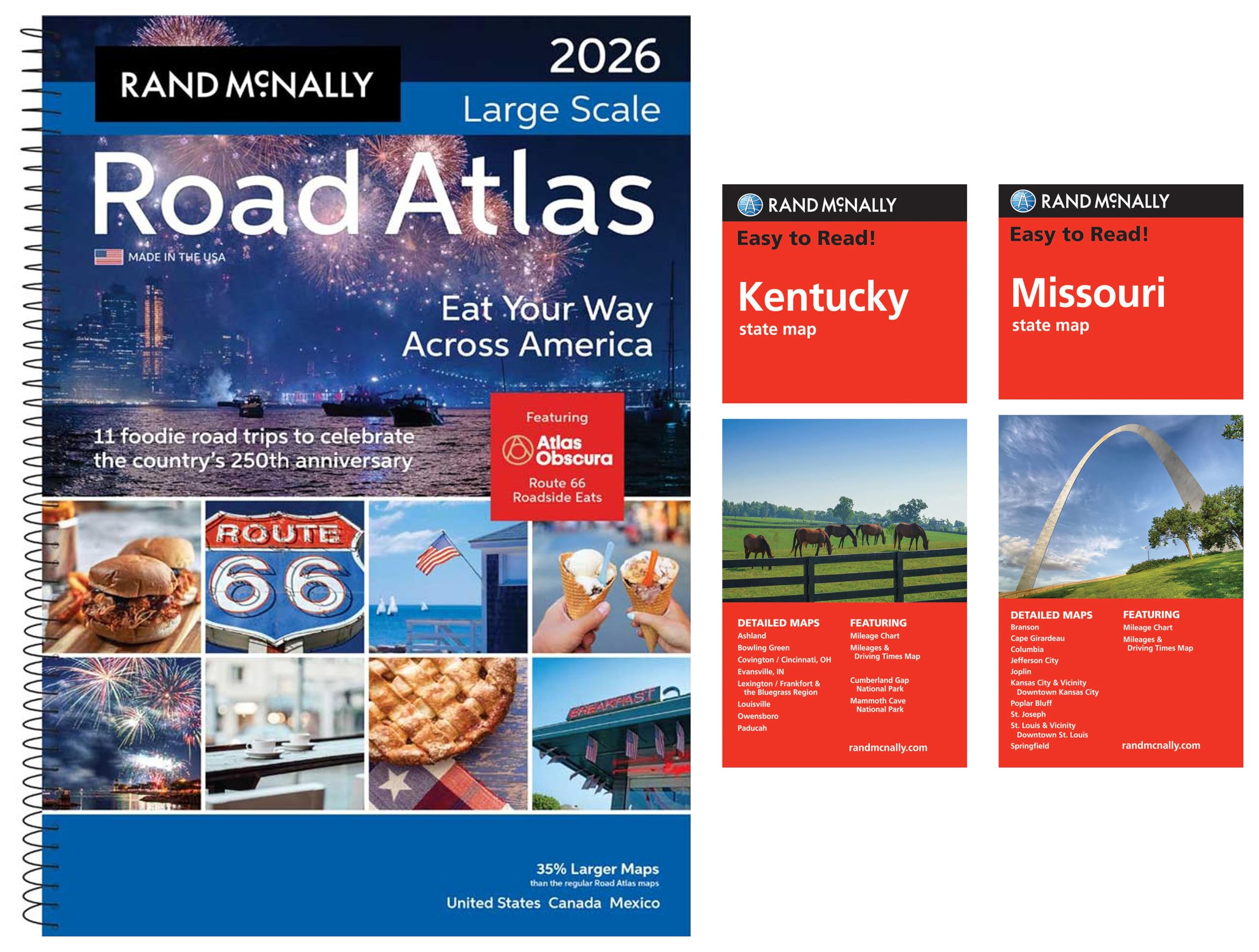 2026 Large Scale Road Atlas with Easy to Read Kentucky & Missouri State Maps