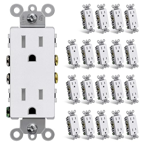Miniatura 1 de CML - 20 tomacorrientes de pared color blanco mate de 15 amperios, seguros para niños, resistentes a manipulaciones, enchufes eléctricos estándar,