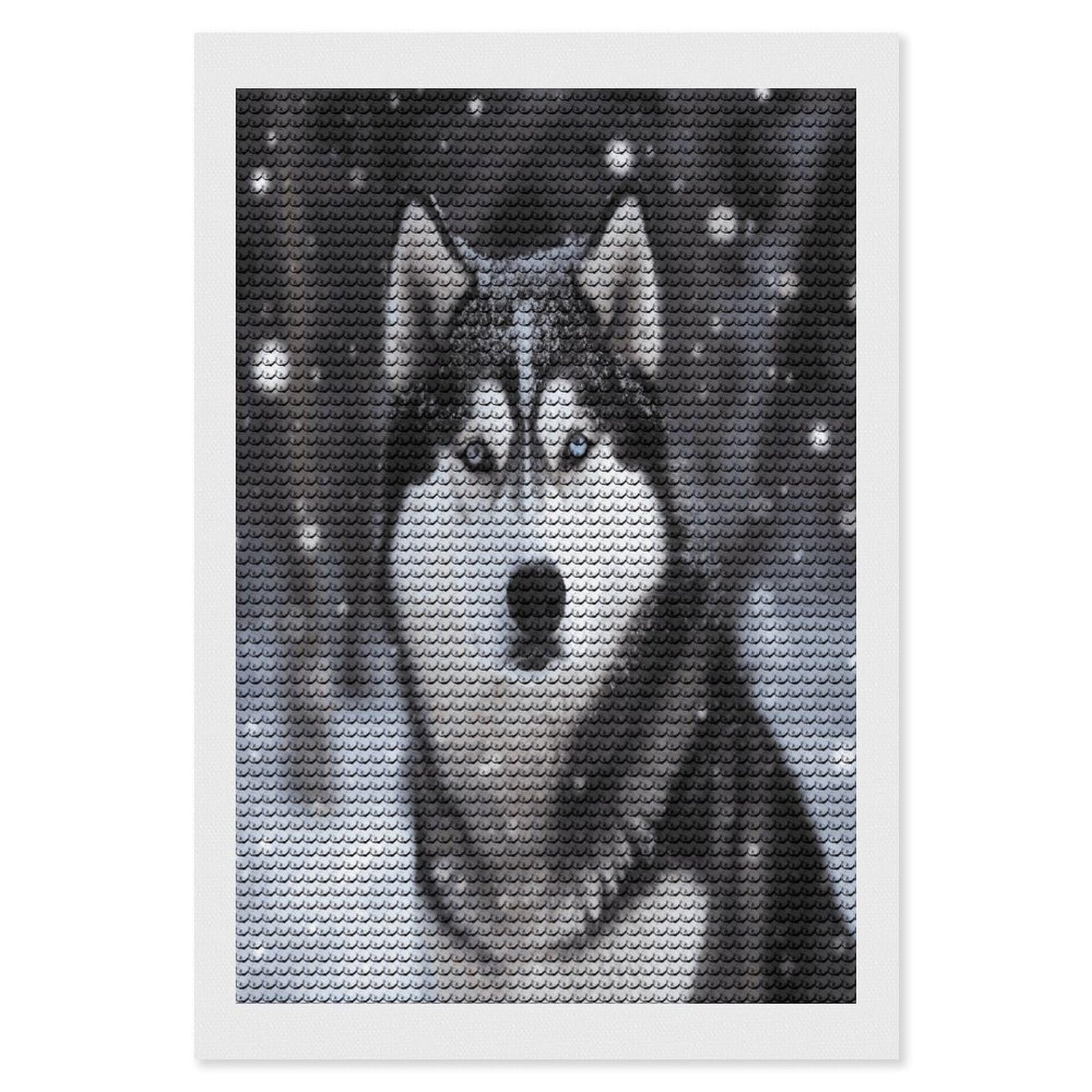 JTREHY Husky in Snow Dog Diamond Art Kits Personalized DIY Round Diamond Painting Kits for Beginner Full Drill Diamonds Dots Paintings for Adults Gem Art Crafts Home Decor