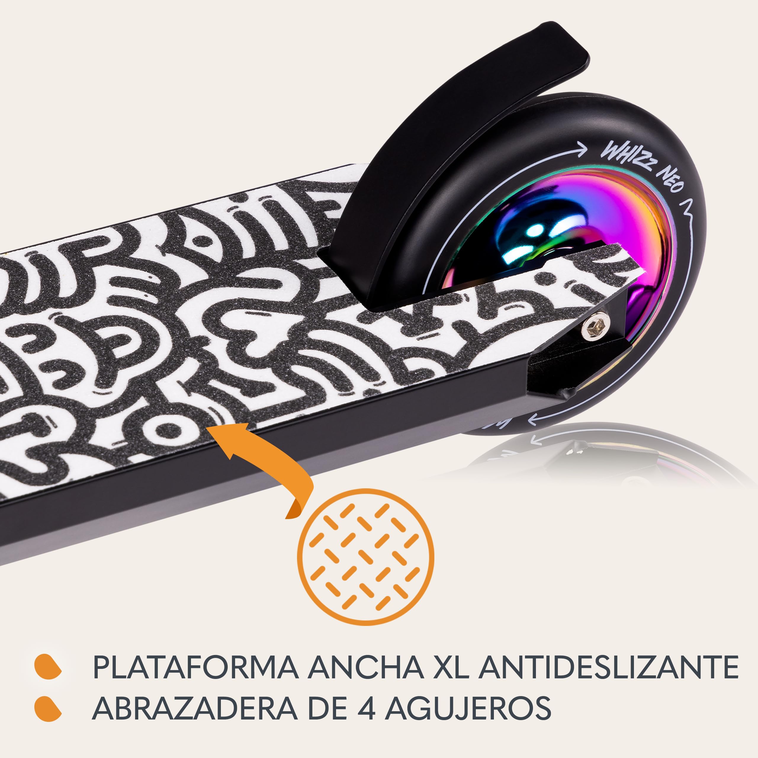 LIONELO Stunt Scooter para niños, Ruedas 110 mm, Freno Guardabarros, Cubierta Aluminio, Manillar T Ancho