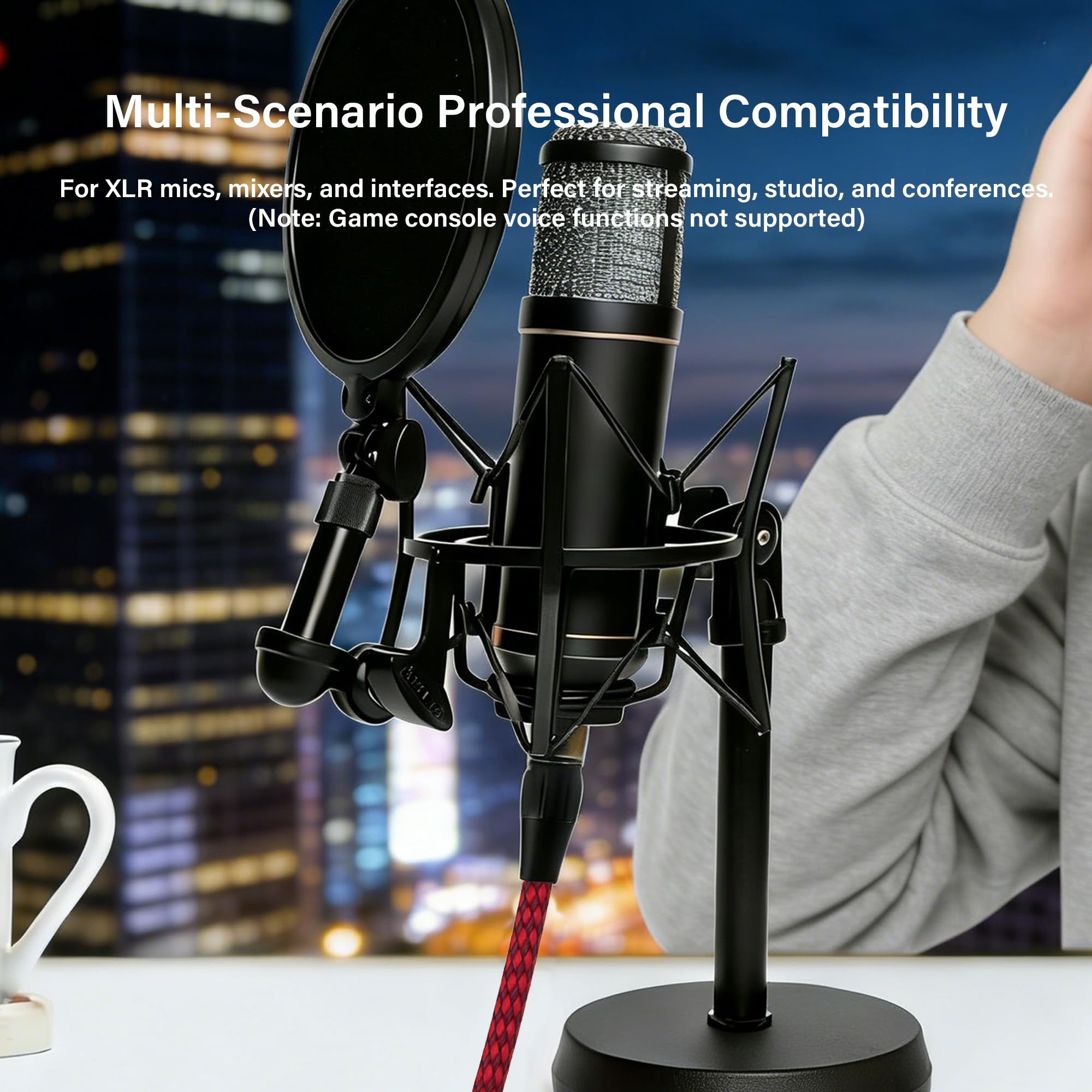 Cavo audio intrecciato da XLR a USB, 3 m, da XLR femmina a 3 pin a USB A, per microfono, connessione Devic di registrazione (3 m)