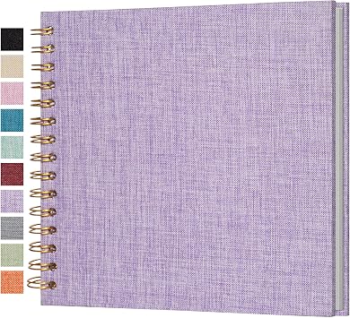 Small Scrapbook 8x8 Inch, Linen Photo Album Mini Scrap Book, Kraft White Pages Memory Book for Wedding, Baby, Family, Graduation, Travel, Dog, Vacation
