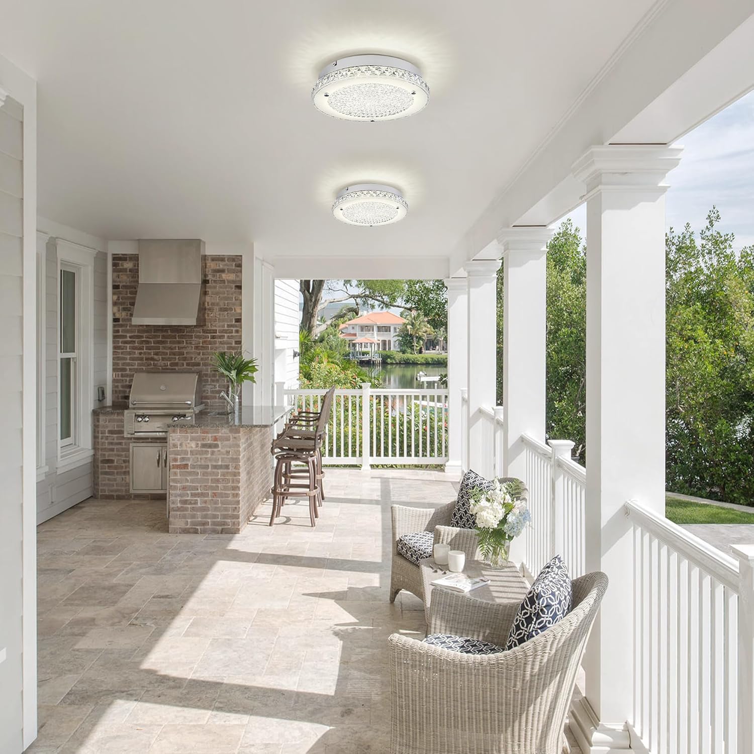 Crystal Ceiling Light 3000/4000/5000K Crystal Ceiling Mounted Light Dimmble LED Chandelier for Hallway Dinning Room Bathroom Bedroom Hallway Entrance 14''