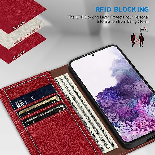 Miniatura 162 de ZZXX Funda tipo cartera para Samsung Galaxy S20 con bloqueo RFID, soporte de ranura para tarjetas, funda protectora de cuero magnético fuerte