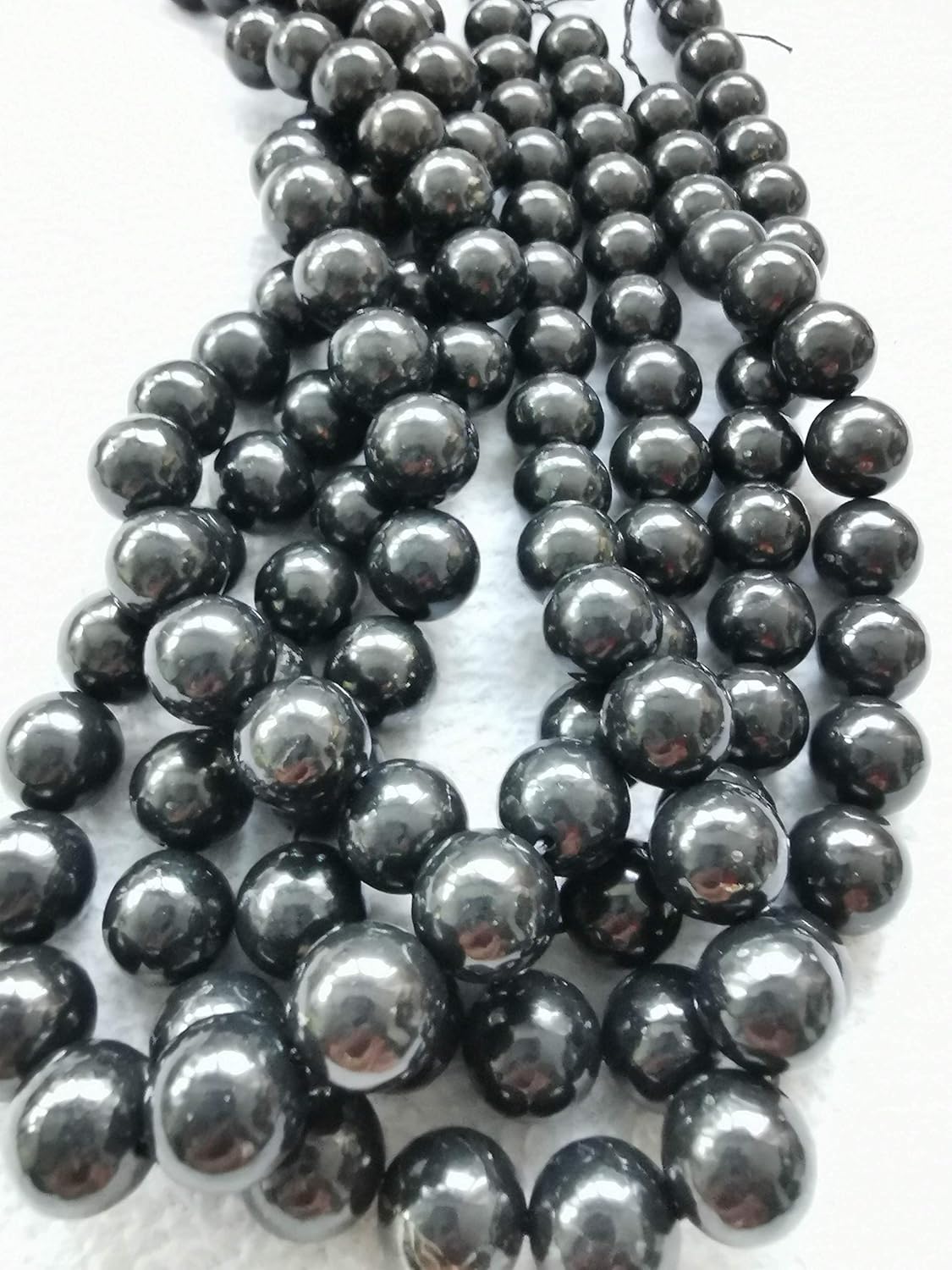 12mm to 4mm Genuine Natural Shungite Round Beads Black Lustrous Gemstone from Russia Full 16inch (12mm)