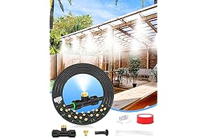 Misters for Outside Patio 63FT(19.2M)+21 Brass Mist Nozzles+Brass Adapter(3/4")