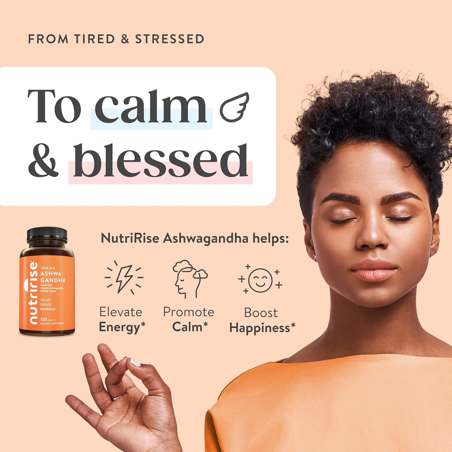 Buy NutriRise Organic Ashwagandha Root Capsules with Black Pepper