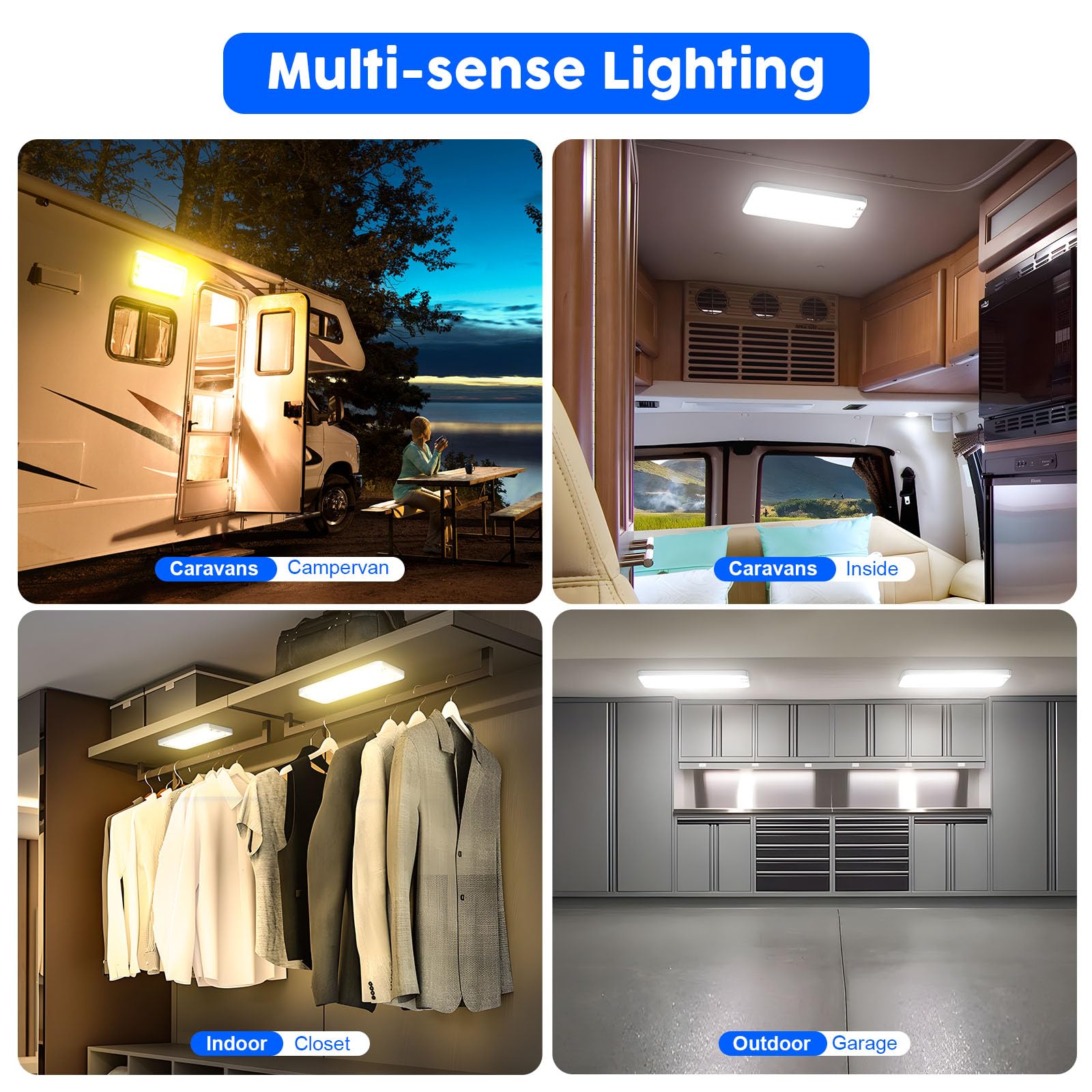 12V Luces interiores Led, 1200LM 12V Lámparas LED, 198 LEDs luces caravana interior, 12 v Camper Luces Caravana Interior para Van RV Motorhome Furgoneta (Luz blanca,2PCS)