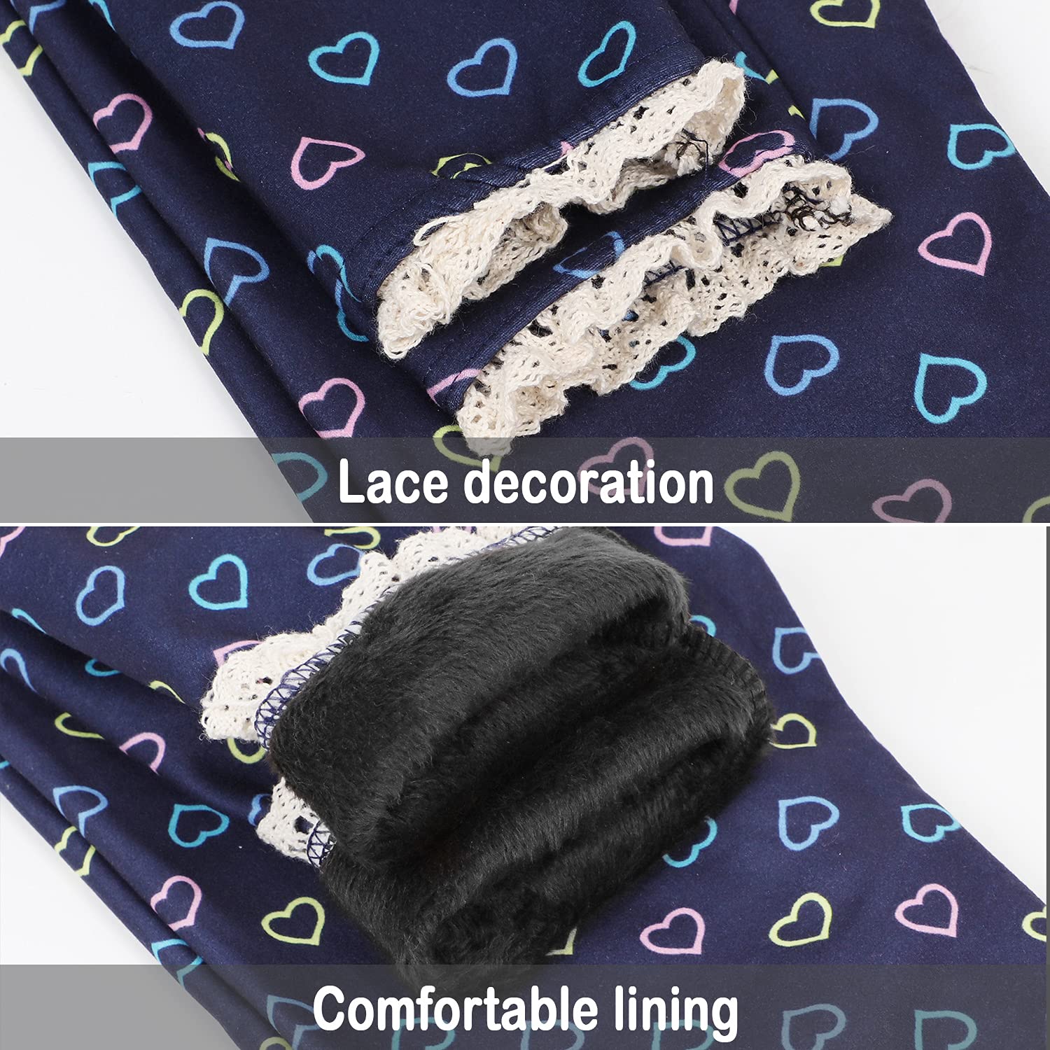 Leggings per Ragazze Pantaloni Foderati Spessi con Stampa Pantaloni Lunghi Elastici Caldi Invernali Collant in Pile Elasticizzato