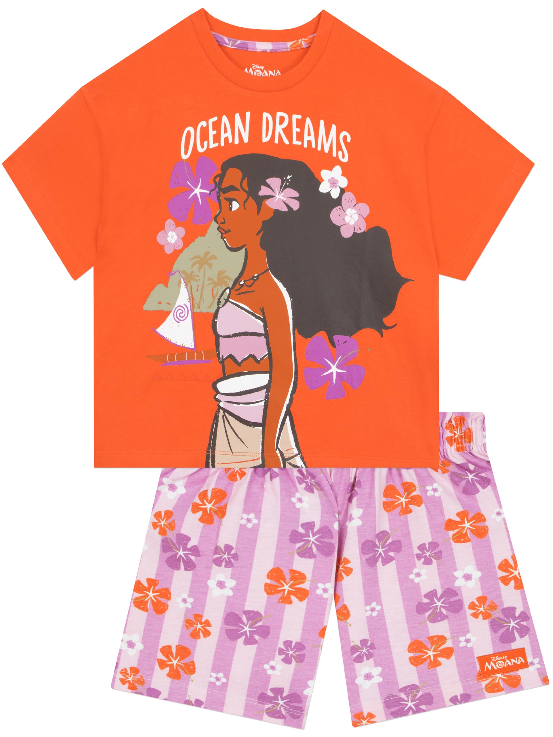 Disney Vaiana Pyjama Fille, Ocean Dreams Pyjama Enfant Fille, Pyjamas Short en Coton