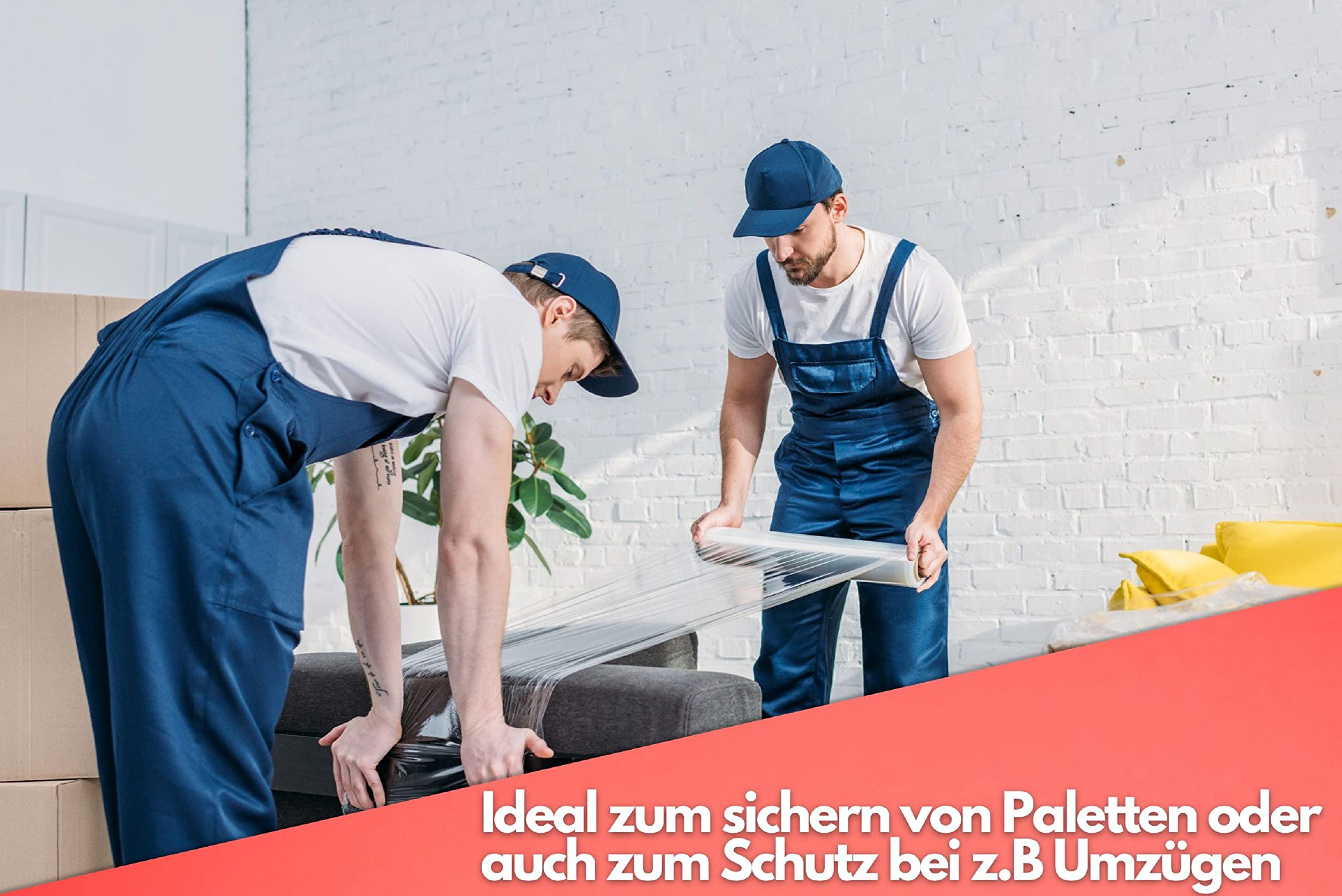 Folia stretch na rolce, 4 sztuki, przezroczysta, 1200 m, folia do pakowania, folia do przewijania, mocna strona przylegająca