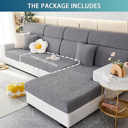 Miniatura 7 de Tobengda Fundas mágicas lavables  Funda de sofá para sofá modular de 3 cojines, 2 cojines, fundas elásticas para sofá en forma de L, fundas