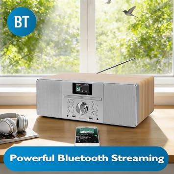MS1 CD Player,DAB/DAB& FM, Bluetooth,Powerful HiFi System, Maple