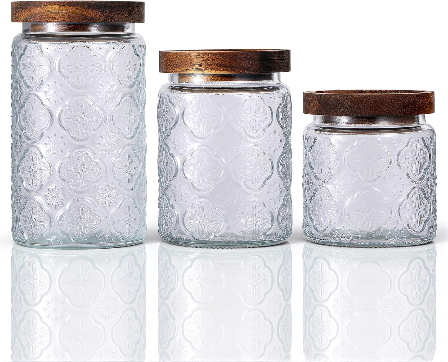 SHENLIU 3Pcs 17/24/34 oz Glass Jar with Airtight Lid, Vintage Food Storage Containers Set Food Jars Canisters for Kitchen Counter Pantry, Sugar, Flour, Candy, Tea, Coffee Beans, Oats, Grain Bin, Pasta SHENLIU 3Pcs 17/24/34 oz Glass Jar with Airtight Lid, Vintage Food Storage Containers Set Food Jars Canisters for Kitchen Counter Pantry, Sugar, Flour, Candy, Tea, Coffee Beans, Oats, Grain Bin, Pasta