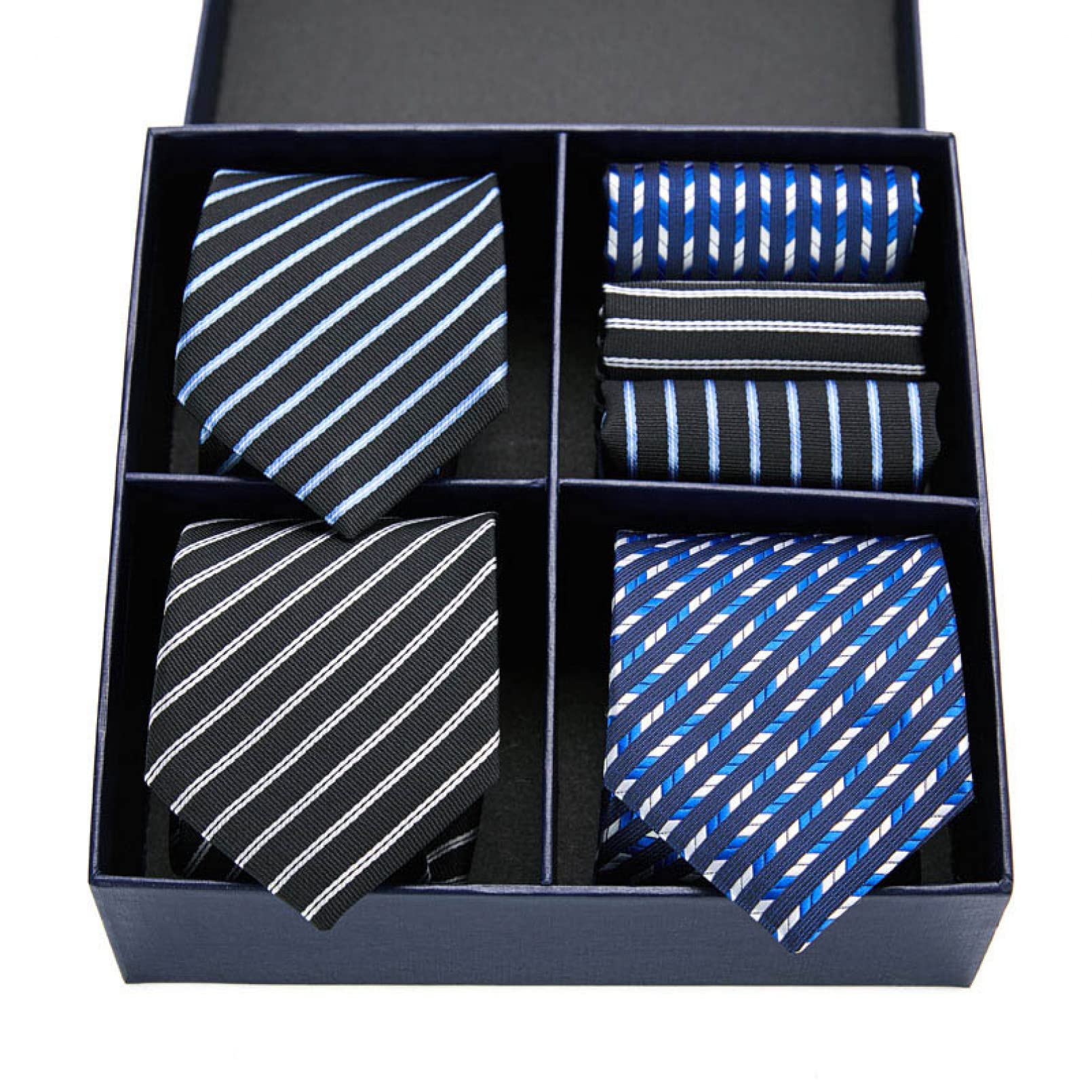 BAJIE Cravate Homme Cravate Homme Polyester Soie Jacquard Tissé Cravate Hanky Ensembles pour Mariage Formel Business Party Gift Box Pack