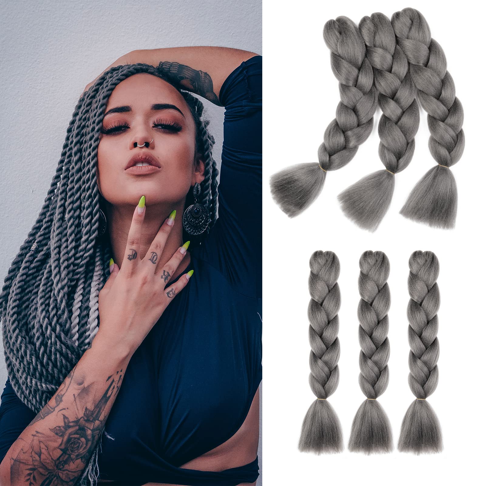 60cm Extensiones de Pelo Trenzas Africanas Castaño Oscuro Extensiones para Trenzas Africanas 1 pcs 100g Kanekalon Pelo para Trenzas Africanas Sintetico Extensiones de Trenzado Cabello Braiding — view 131