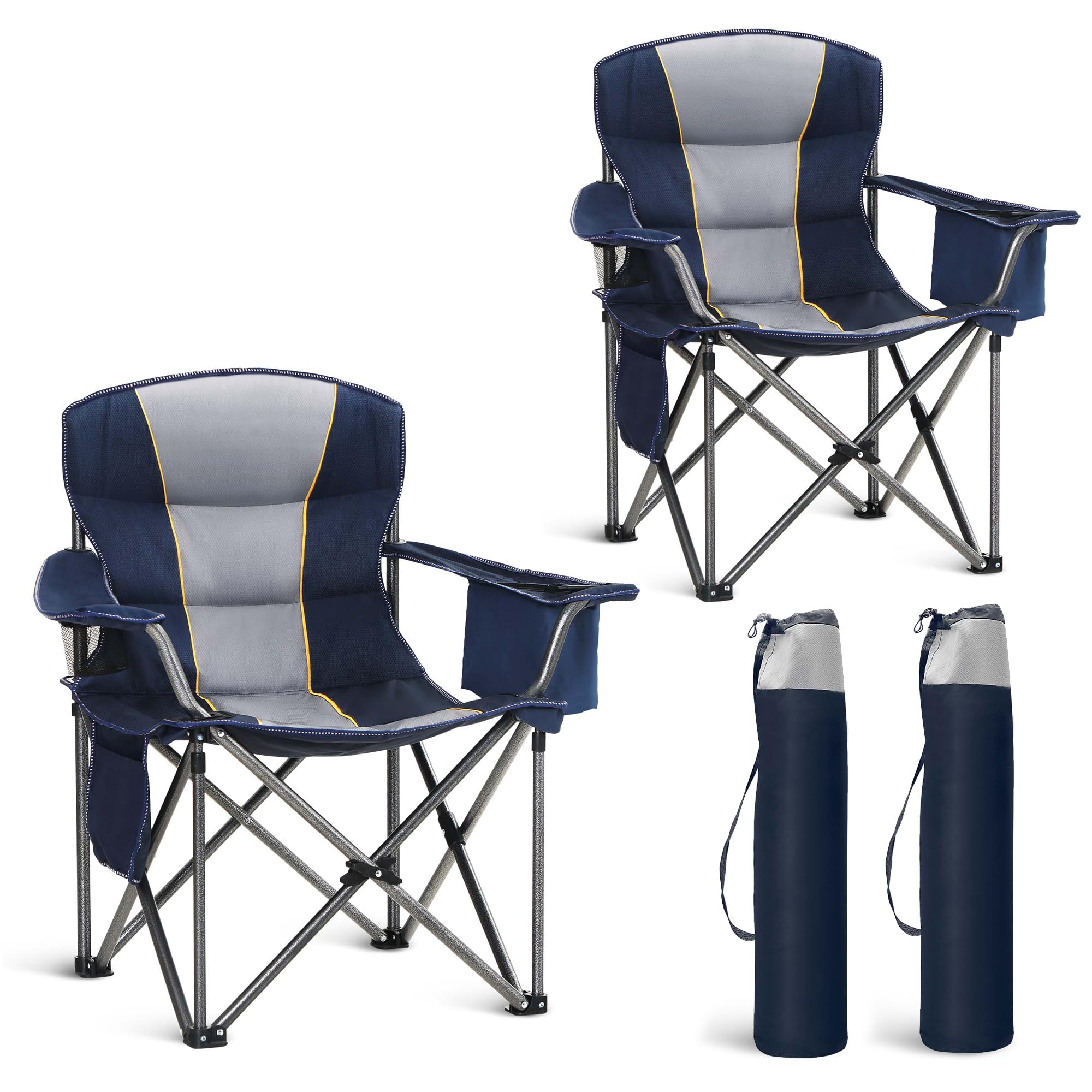 LET'S CAMP Juego de 2 sillas plegables de camping hasta 200 kg, color azul